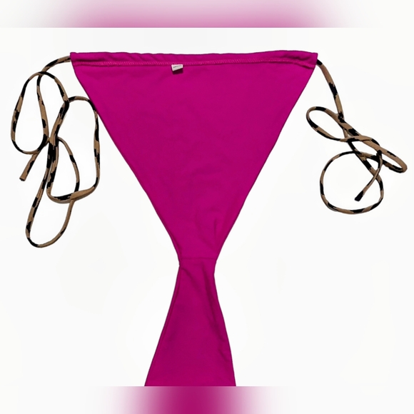 Women's Medium Hot Pink Cheeky Cheetah Straps & Lined Halter One Piece Bikini - Picture 6 of 8